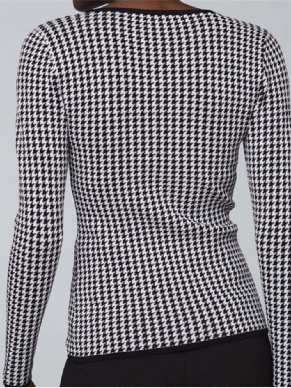 WHITE HOUSE BLACK MARKET HOUNDSTOOTH SCOOP NECK LONG SLEEVE SWEATER SMALL - Picture 4 of 9